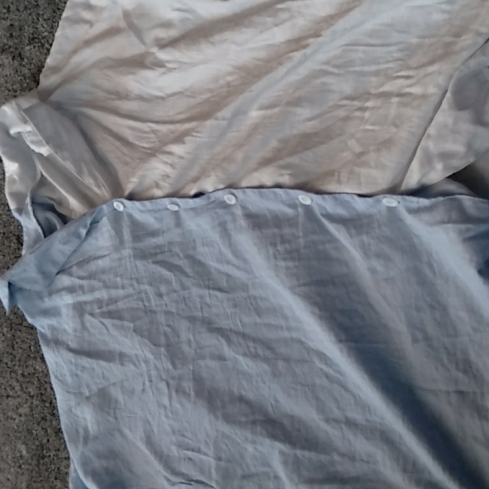 White and Blue half and half 3XL button down